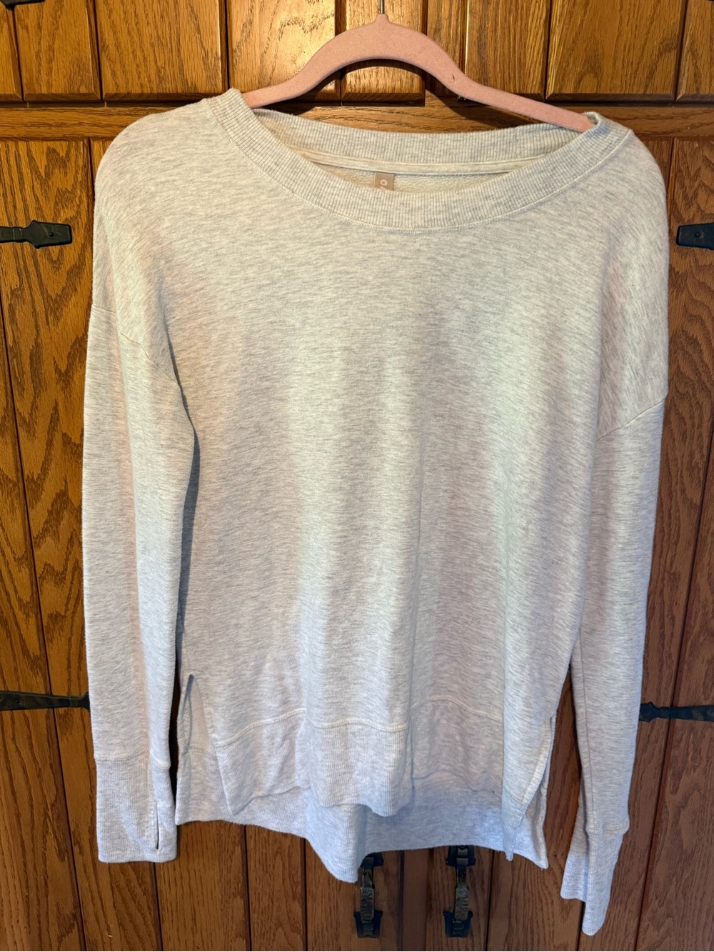 Athleta Heathered Light Gray Crewneck Sweatshirt